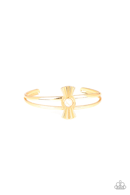 ADOBE SUNSET - WHITE SAND STONE CRACKLE GOLD CUFF BRACELET