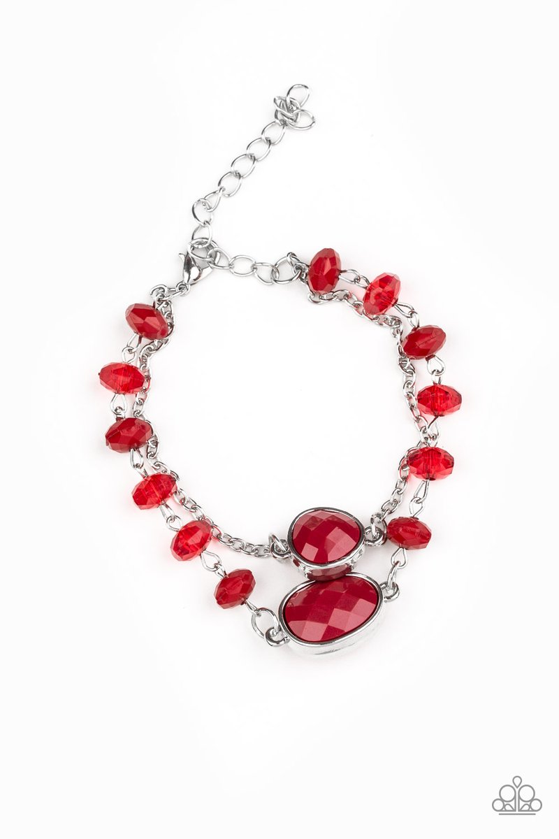 DAZZLE THE CROWD - RED BEAD DOUBLE STRAND NECKLACE