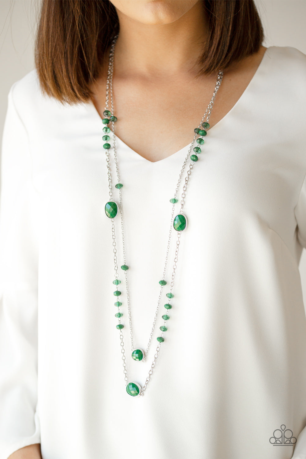 DAZZLE THE CROWD - GREEN DOUBLE LAYER NECKLACE