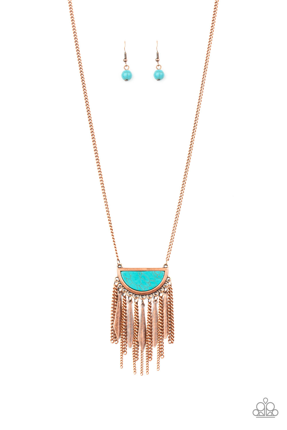 DESERT HUSTLE - COPPER AND TURQUOISE FRINGE NECKLACE