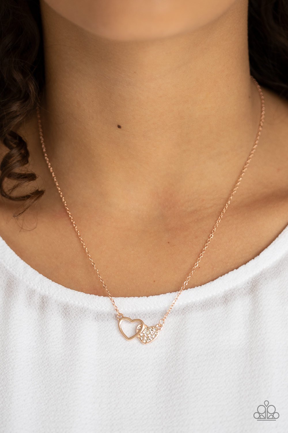 PAPARAZZI CHARMING COUPLE ROSE GOLD DOUBLE HEART NECKLACE Bee s Bling Bash
