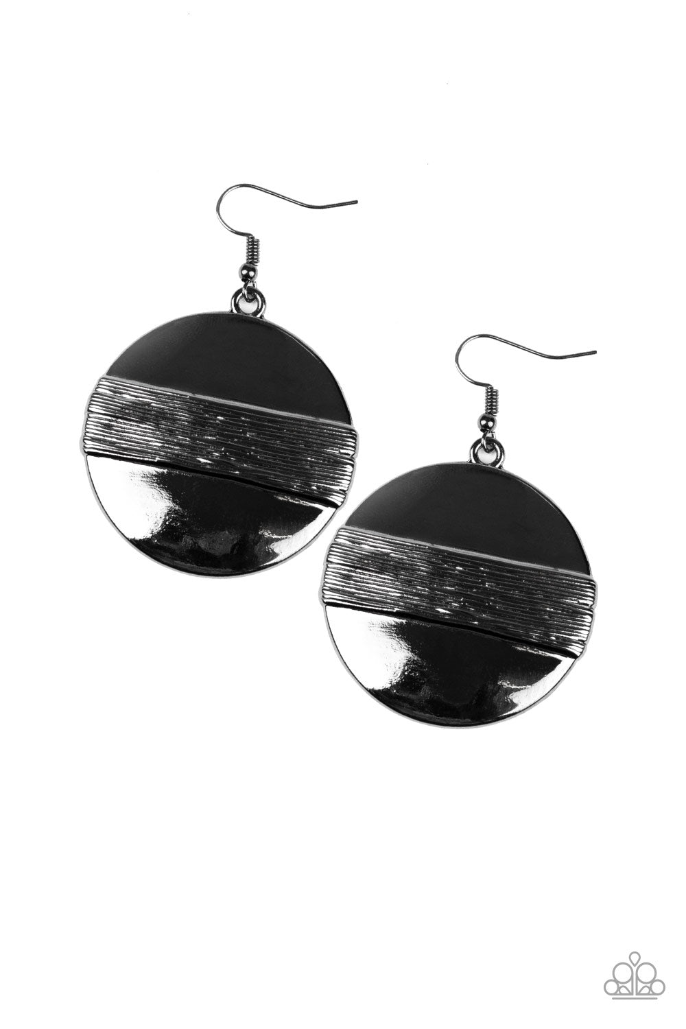 ULTRA UPTOWN - BLACK WIRE WRAPPED DISC EARRINGS