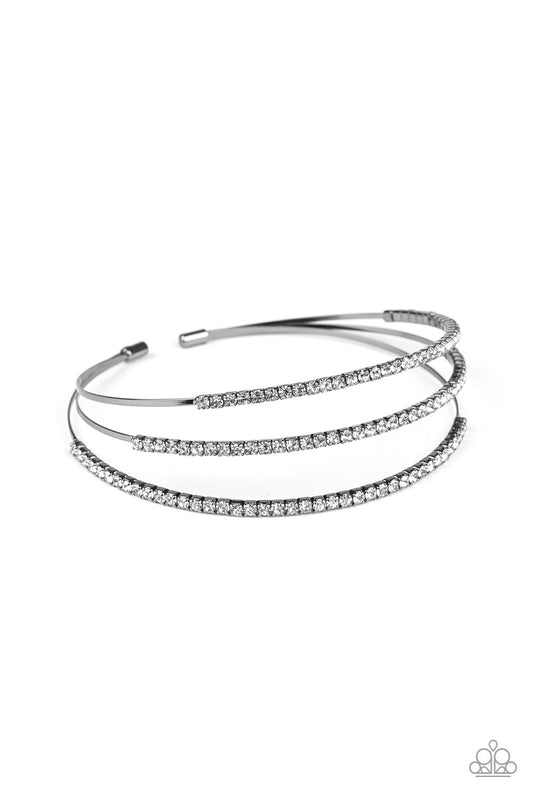 IRIDESCENTLY INFATUATED - BLACK METAL 3 LAYER SINGLE COIL BRACELET