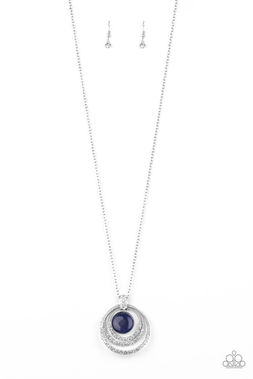 A DIAMOND A DAY - BLUE MOONSTONE CAT EYE TRIPLE FLOATING CIRCLES NECKLACE
