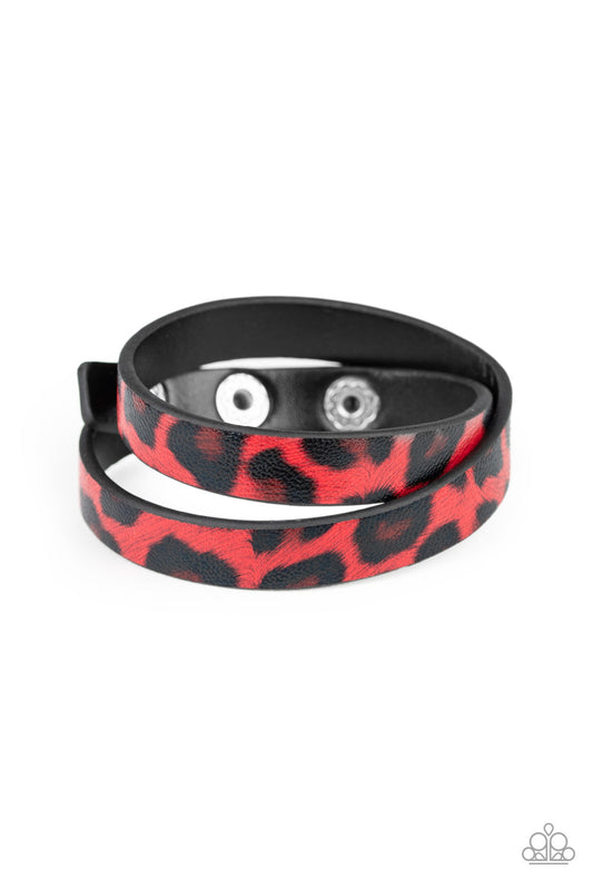 ALL GRRIRL - RED CHEETAH ANIMAL PRINT DOUBLE WRAP BRACELET