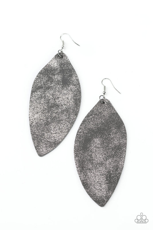 SERENELY SMATTERED - SILVER LEATHER EARRINGS