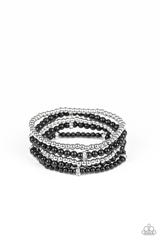 FIERCELY FROSTED - BLACK AND SILVER STRETCH BRACELET SET