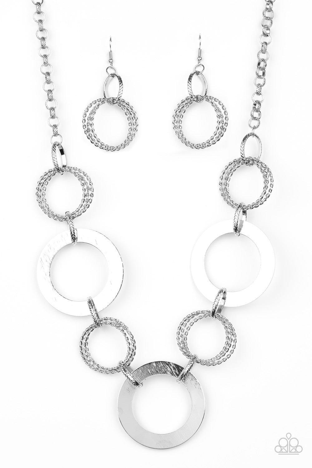 RINGED IN RADIANCE - SILVER CIRCLES NECKLACE