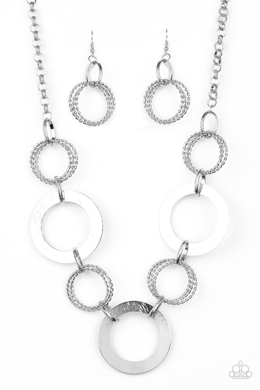 RINGED IN RADIANCE - SILVER CIRCLES NECKLACE