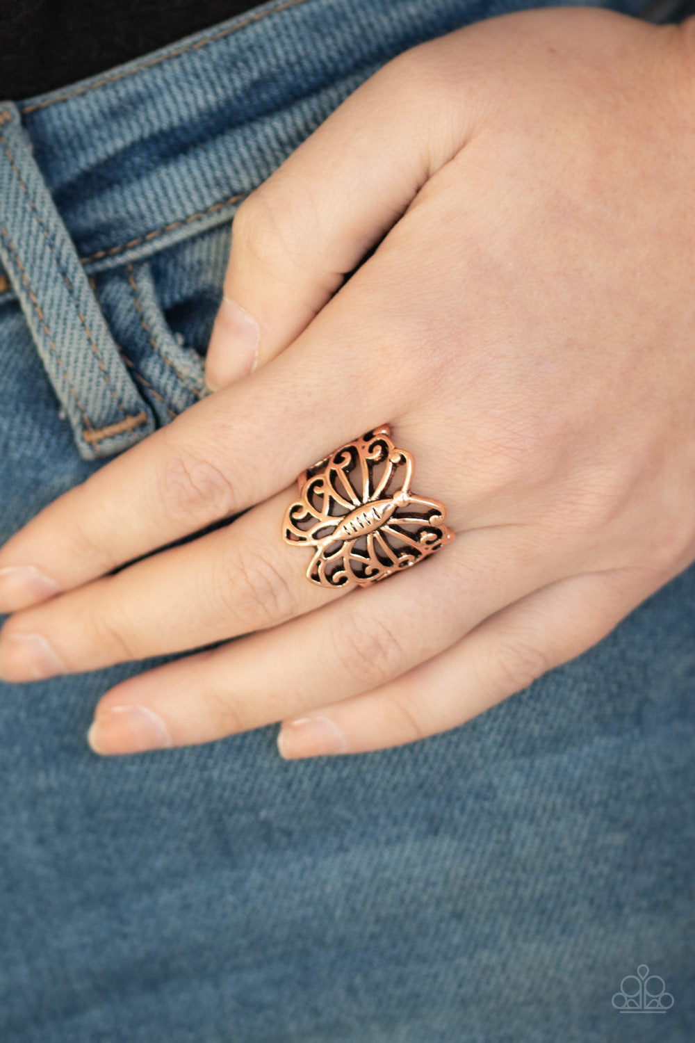 WOULDNT HURT A BUTTERFLY - COPPER BUTTERFLY RING