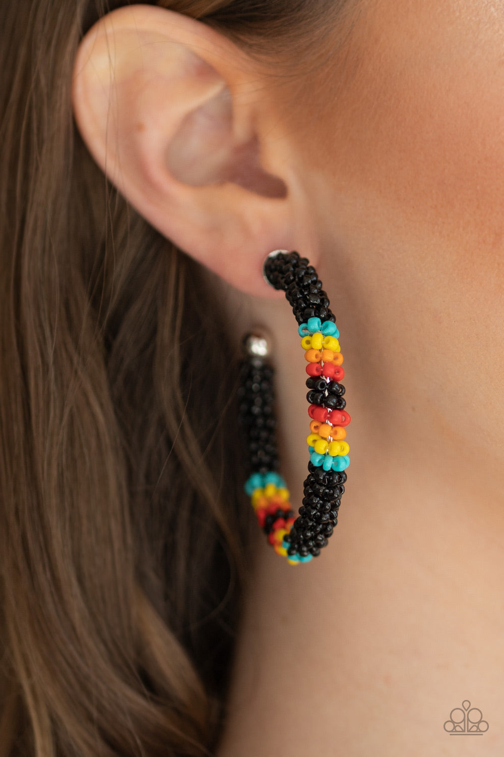 BODACIOUSLY BEADED BLACK BLUE YELLOW ORANGE SEEDBEAD HOOP
