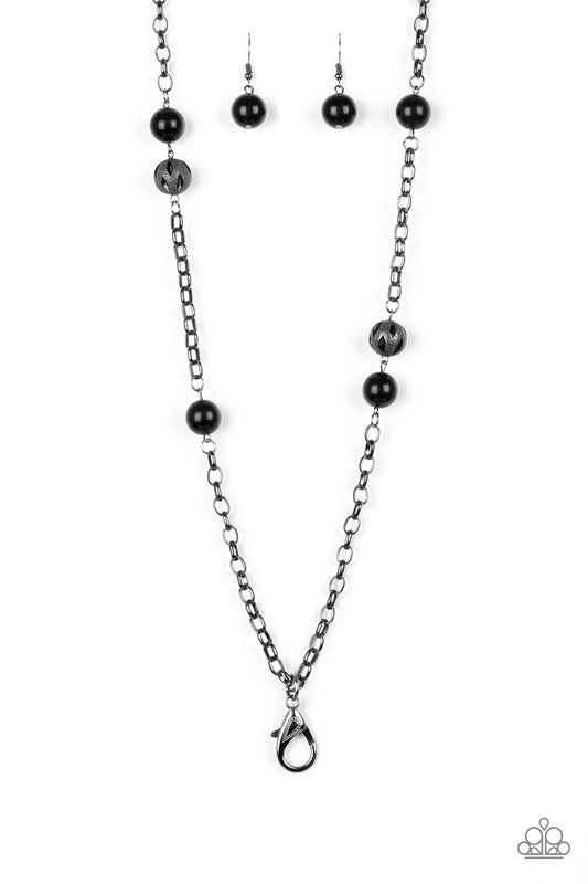 FASHION FAD- BLACK LANYARD NECKLACE