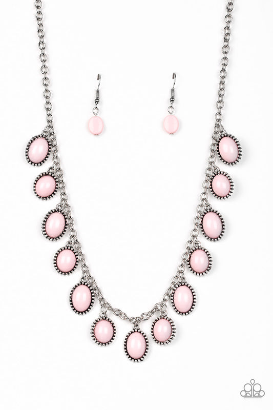 MAKE SOME ROAM - PINK OVALS FRINGE NECKLACE