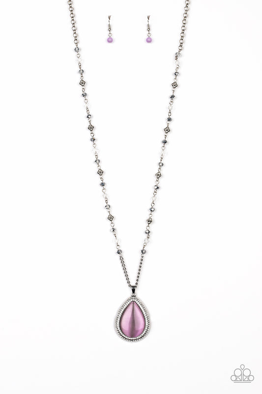 FASHION FLAUNT - PURPLE MOONSTONE TEARDROP NECKLACE