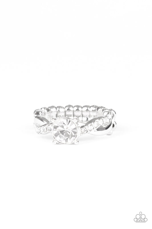 PRIM AND PROPER - WHITE RHINESTONE ENGAGEMENT STYLE RING