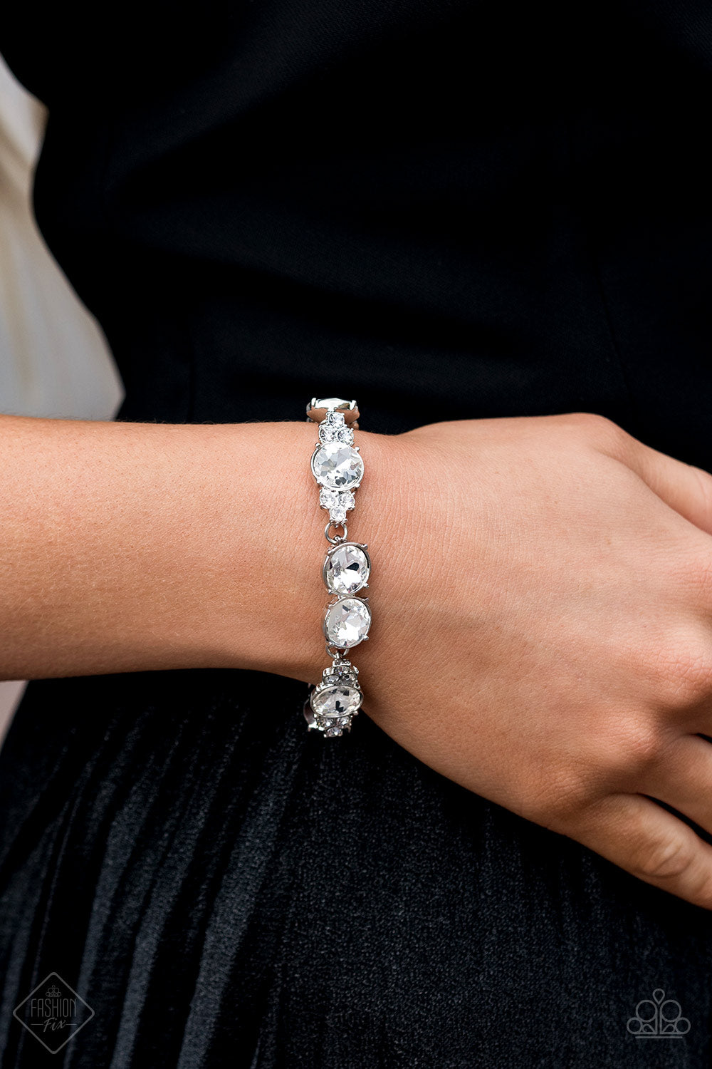 CARE TO MAKE A WAGER? - WHITE RHINESTONES BRACELET