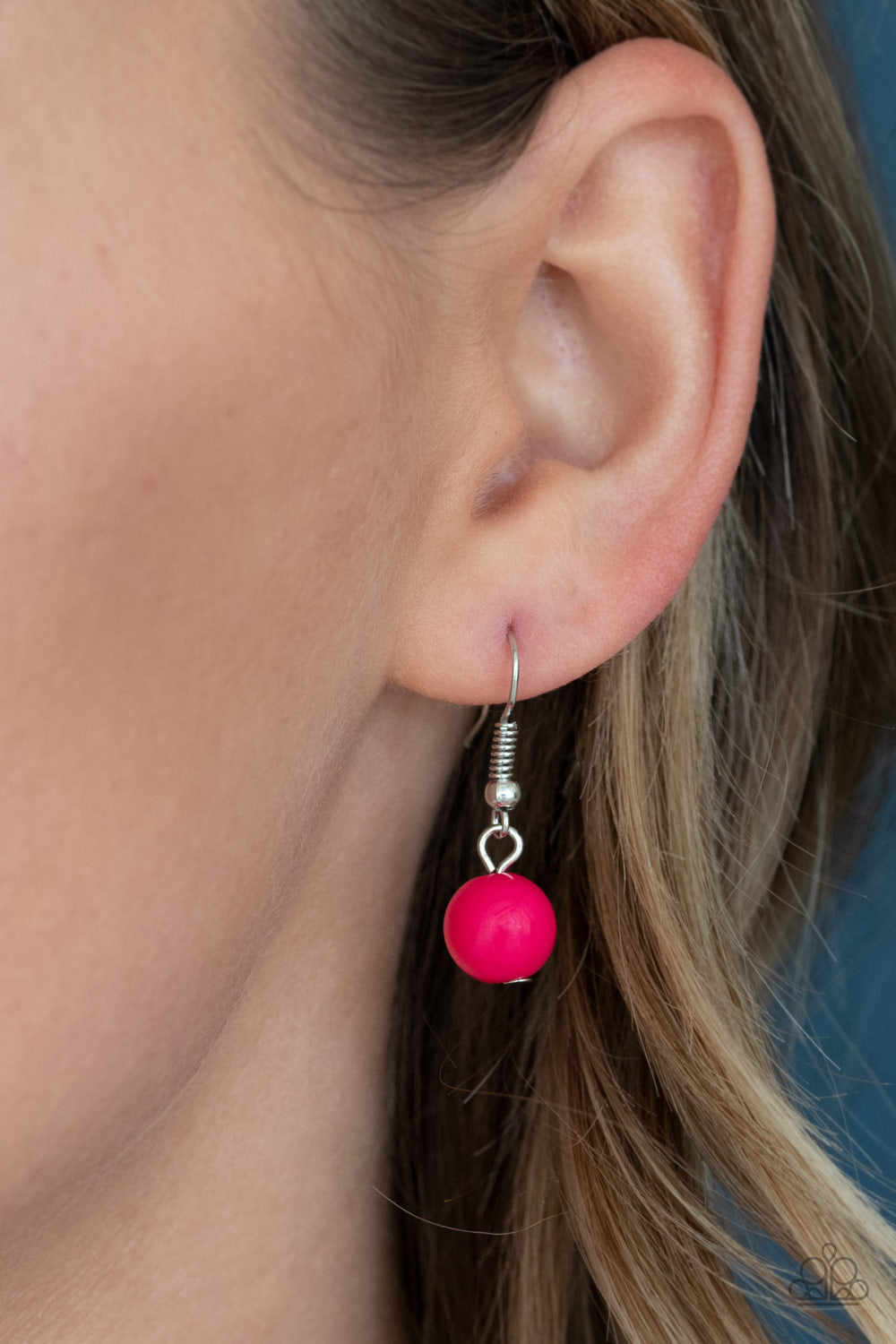 A LA VOGUE - PINK HOT PINK BEADS MULTI LAYER SILVER NECKLACE