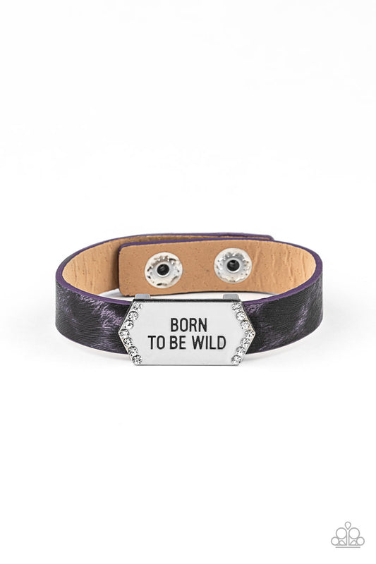 BORN TO BE WILD - PURPLE ANIMAL PRINT ID BRACELET