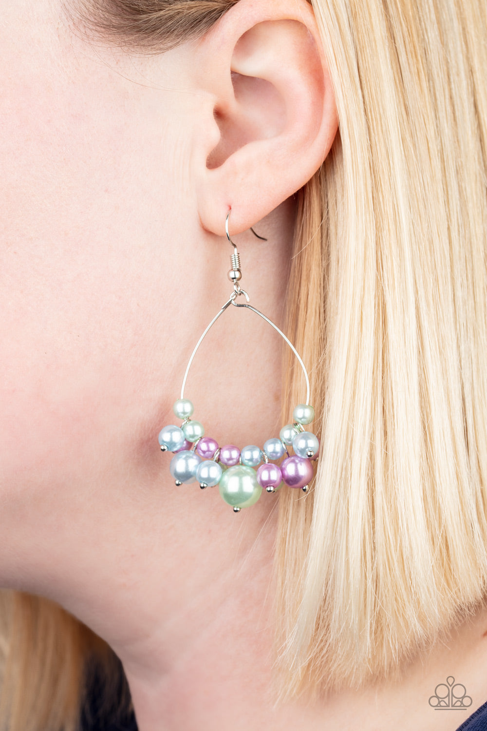 5TH AVENUE APPEAL - MULTI BLUE GREEN AND PURPLE PEARL EARRINGS