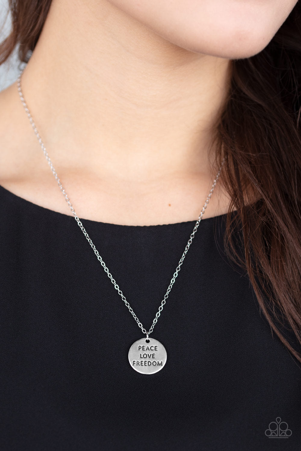 FREEDOM ISNT FREE - SILVER PEACE LOVE DAINTY SILVER NECKLACE
