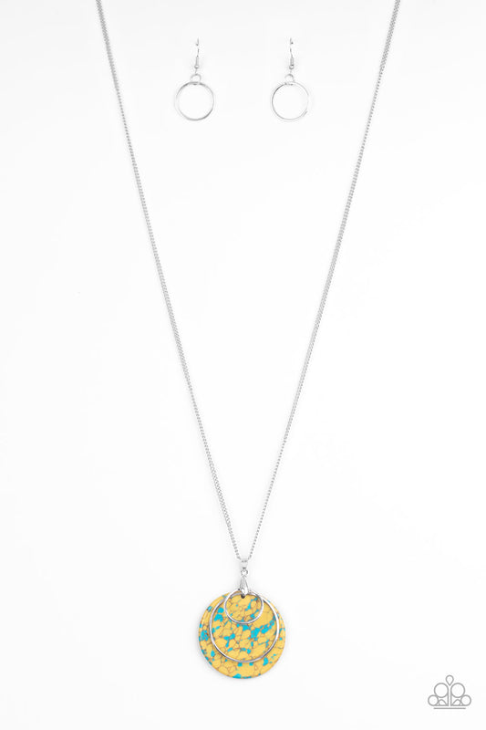 SAHARA EQUINOX - YELLOW BLUE ACRYLIC PENDANT NECKLACE