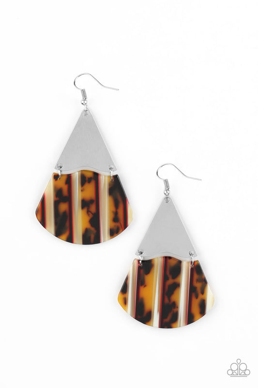 SOCIAL ANIMAL - YELLOW TORTOISE SHELL SILVER TEARDROP ACRYLIC EARRINGS