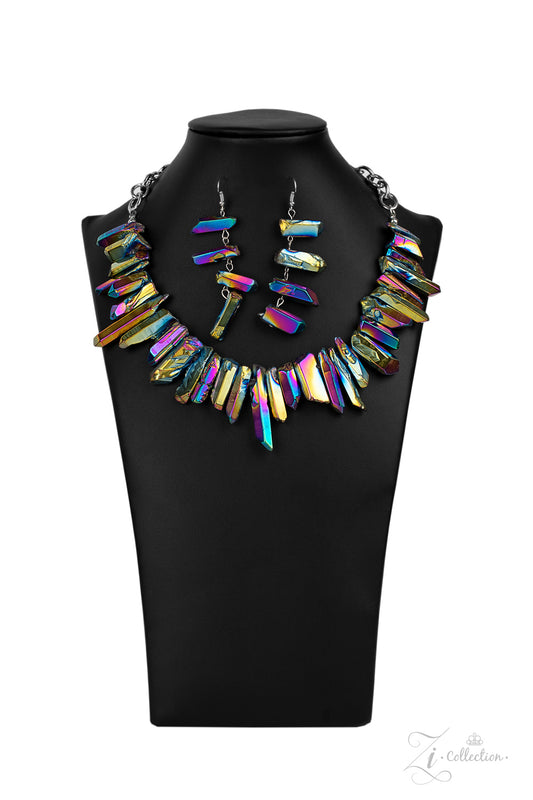 CHARISMATIC - MULTI OIL SPILL RAINBOW HEMATITE RAW STONES 2020 ZI NECKLACE