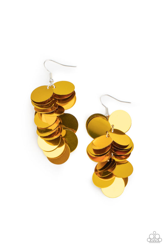 NOW YOU SEQUIN IT - GOLD SEQUINS LIGHTWEIGHT SHIMMER EARRINGS