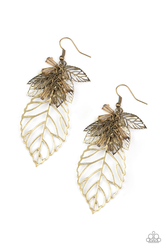 INSTANT RE-LEAF - BRASS LEAVES CLUSTER EARRINGS