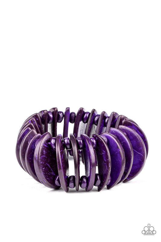 TROPICAL TIKI BAR - PURPLE WOODEN STRETCH BRACELET
