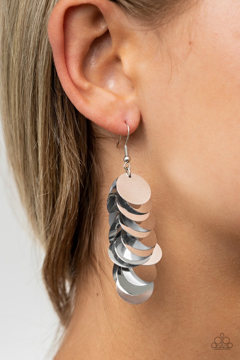 NOW YOU SEQUIN IT - SILVER SEQUIN ULTRA LIGHT WEIGHT LIFE OF THE PARTY EARRINGS