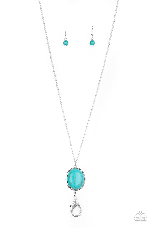 SOUTHWEST SIMPLICITY - BLUE OVAL TURQUOISE LANYARD NECKLACE