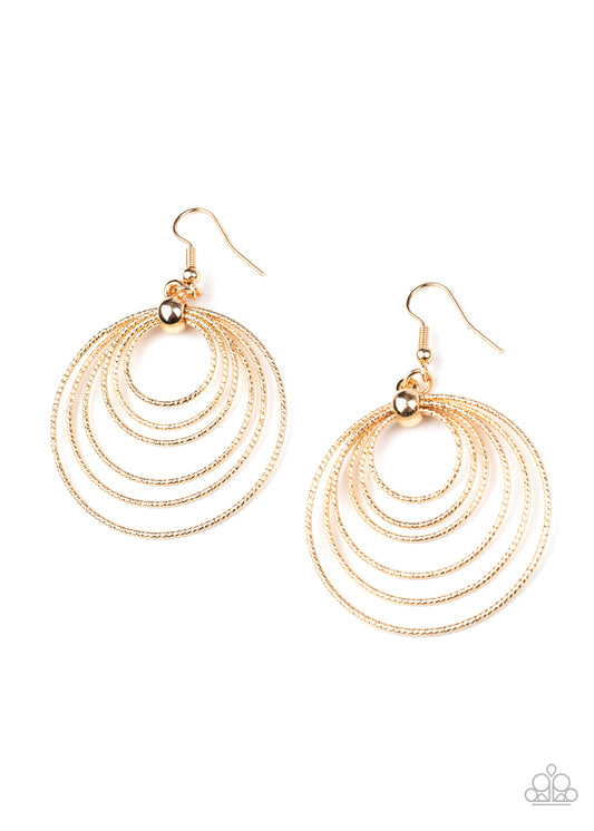 ELLIPTICAL ELEGANCE - GOLD MULTI TEXTURED WIRE HOOP EARRINGS