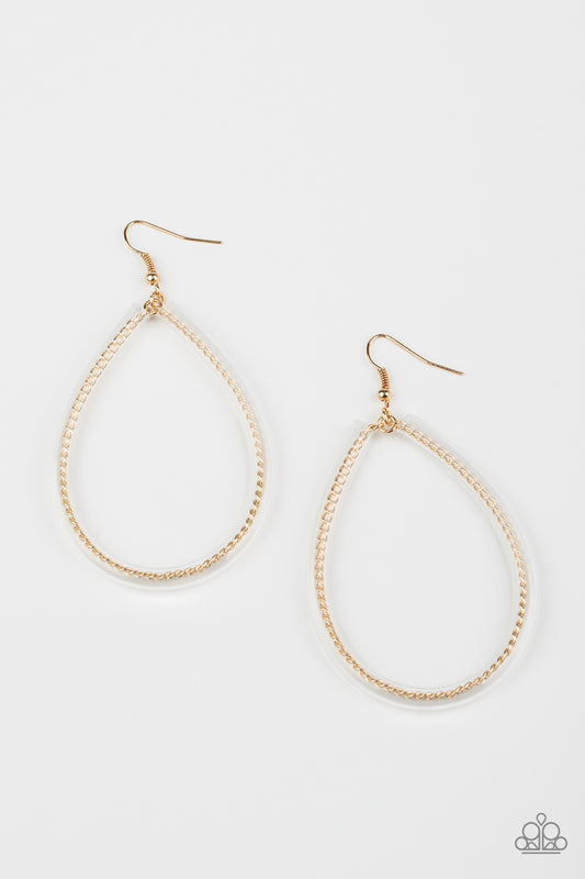 JUST ENCASE YOU MISSED IT - GOLD WIRE TEARDROP CLEAR PVC EARRINGS