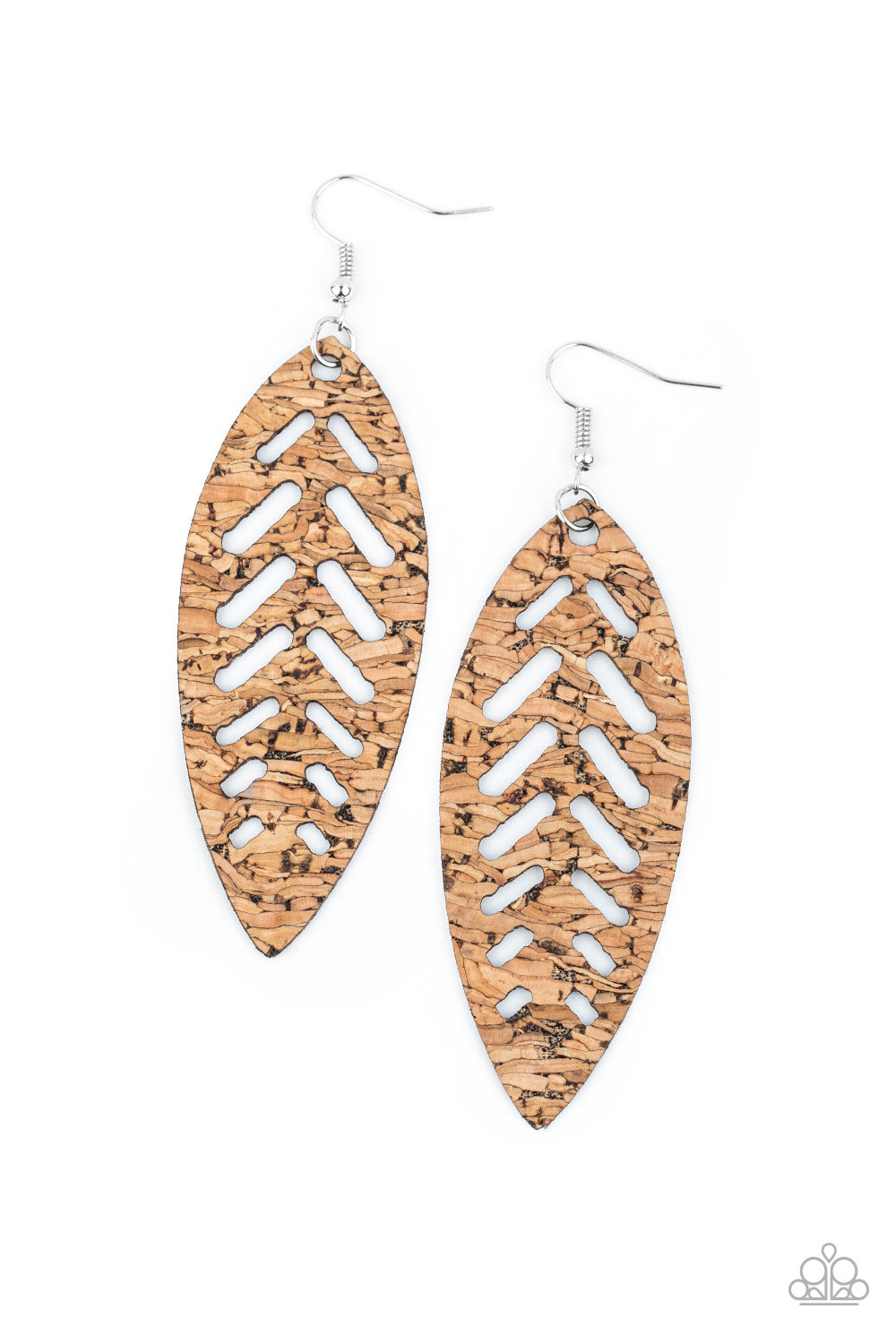YOURE SUCH A CORK - BROWN LEAF CUT OUT ULTRA LIGHT WEIGHT NATURAL EARRINGS