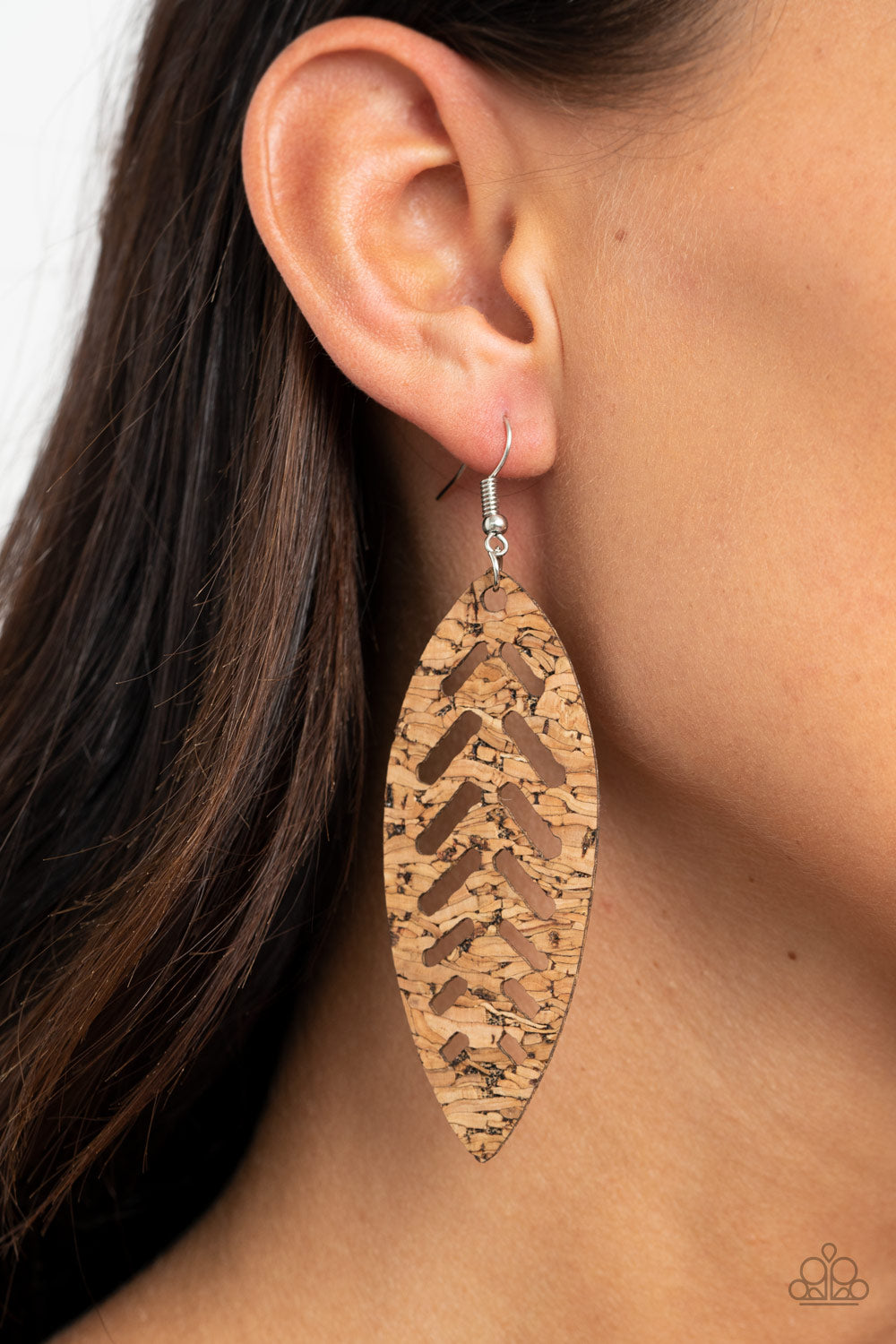 YOURE SUCH A CORK - BROWN LEAF CUT OUT ULTRA LIGHT WEIGHT NATURAL EARRINGS