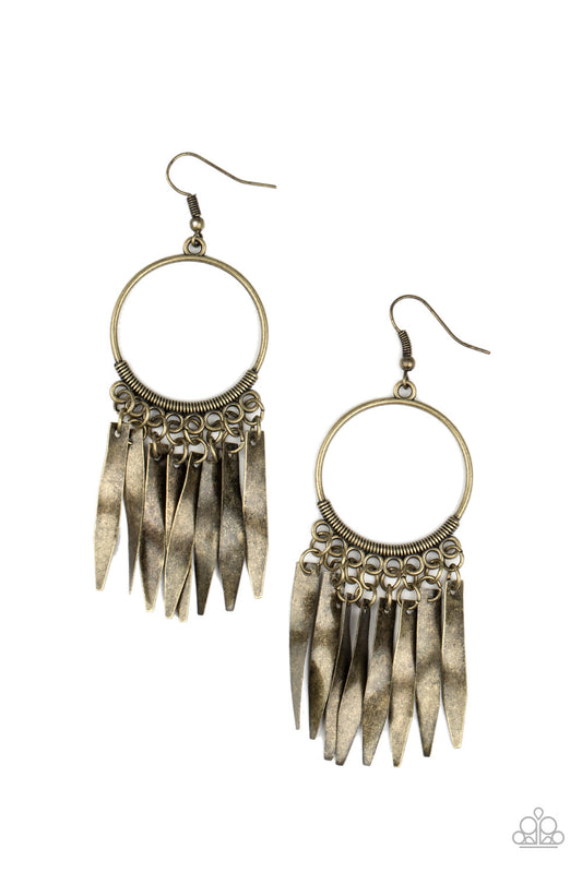 LET GRIT BE! - BRASS HOOP CHIME FRINGE EARRINGS