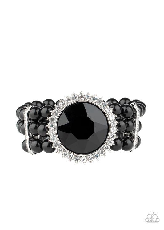 SPEECHLESS SPARKLE - BLACK AND RHINESTONES STRETCH GLAM BRACELET