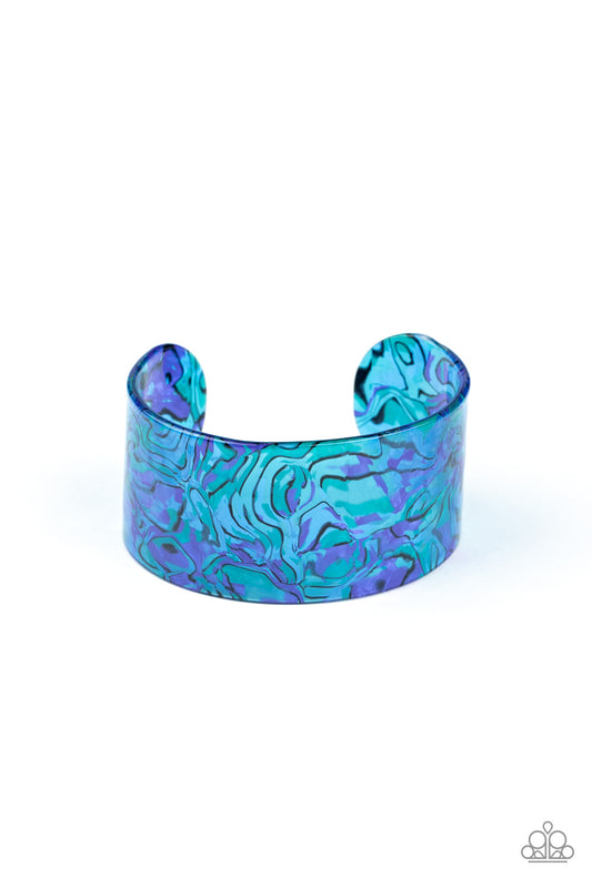 COSMIC COUTURE  - BLUE ABSTRACT ACRYLIC CUFF BRACELET