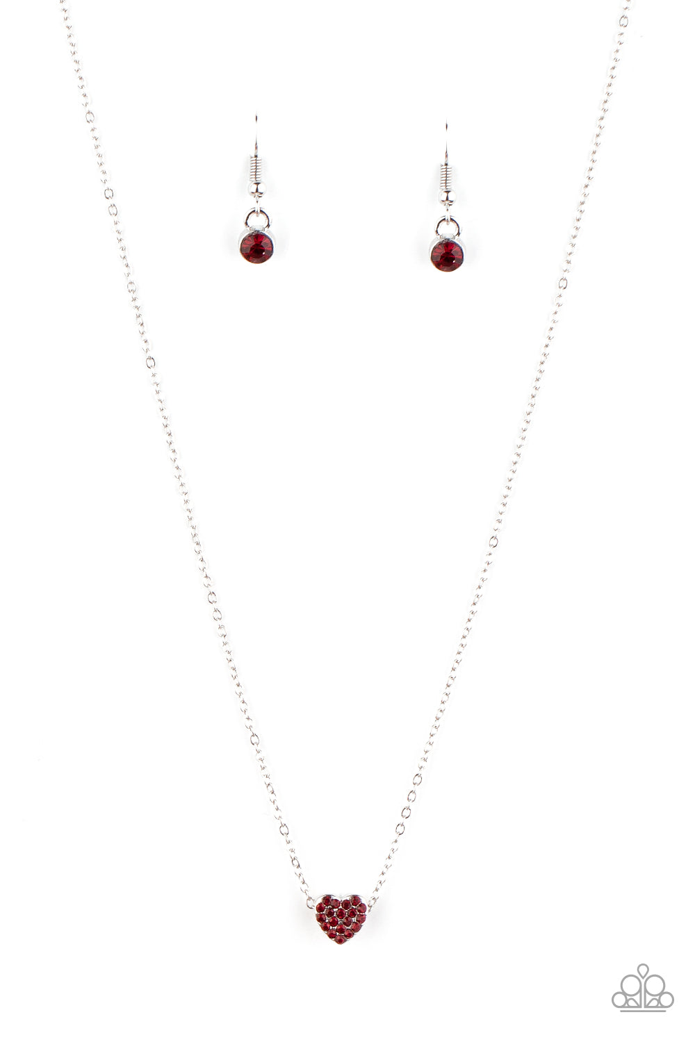 HIT EM WHERE IT HEARTS - RED RUBY CUBIC ZIRCONIA HEART DAINTY NECKLACE