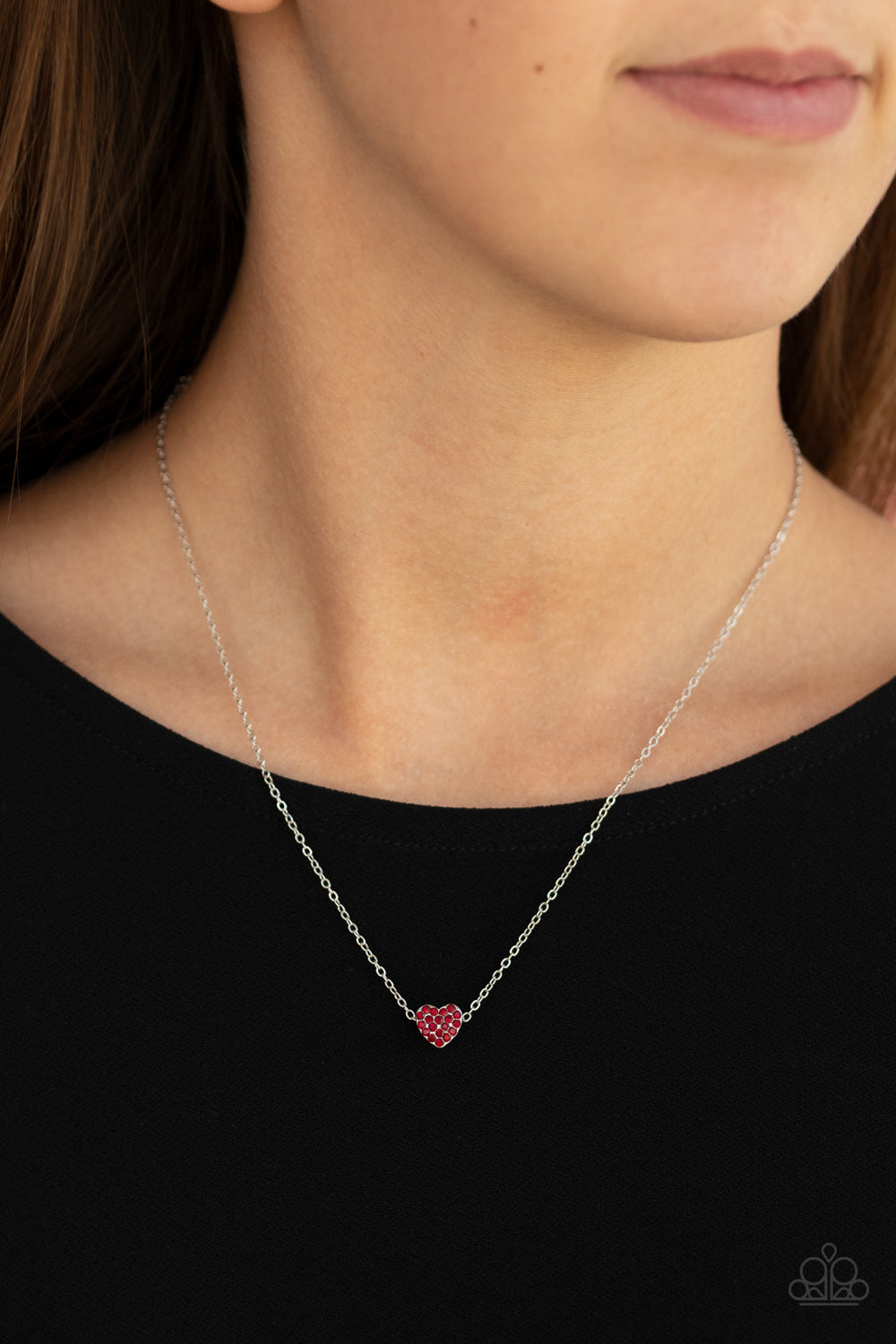 HIT EM WHERE IT HEARTS - RED RUBY CUBIC ZIRCONIA HEART DAINTY NECKLACE