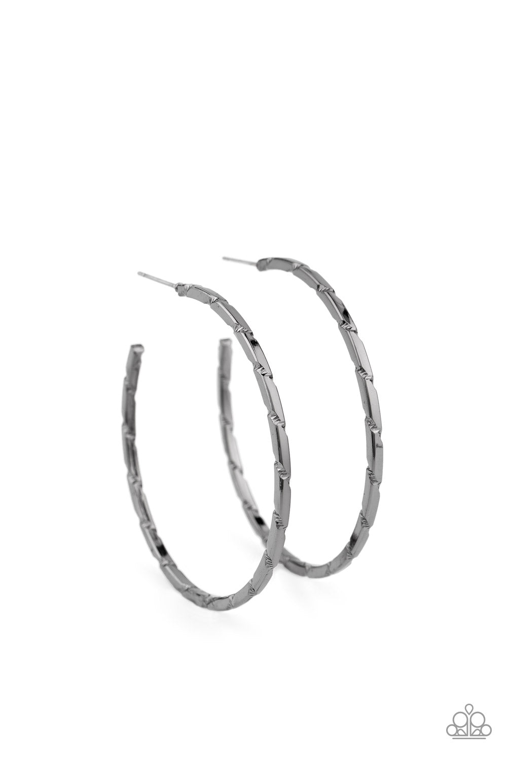 UNREGULATED - BLACK GUNMETAL ETCHED LARGE HOOP EARRINGS