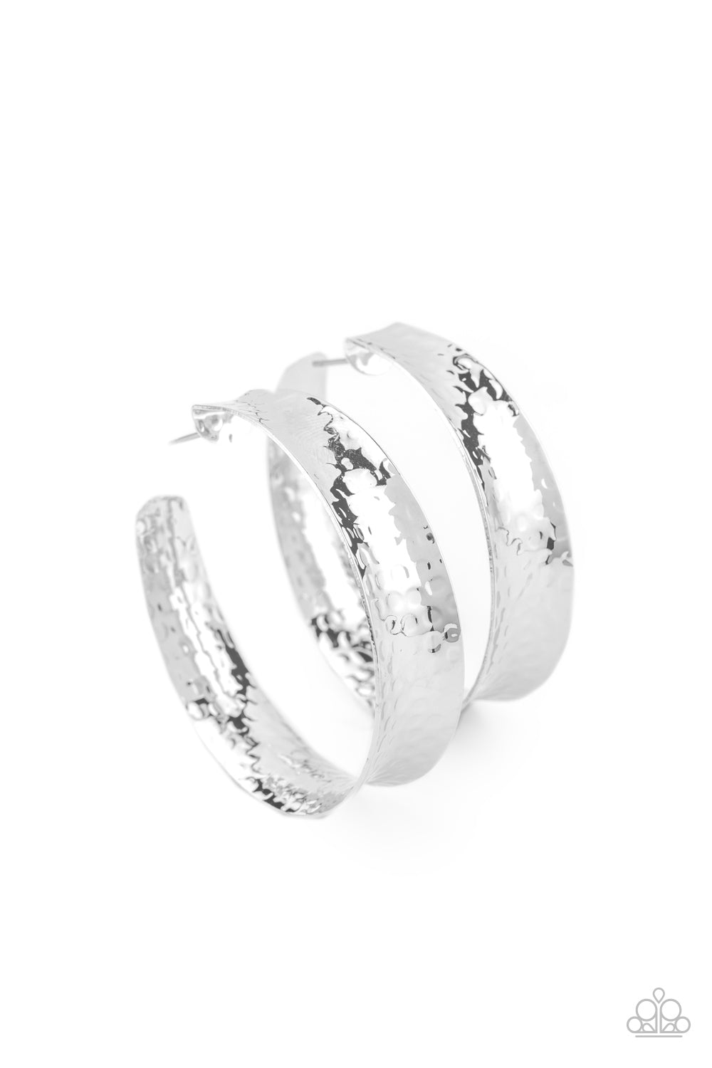 FEARLESSLY FLARED - SILVER LARGE TEXTURED CONCAVE HOOP EARRINGS
