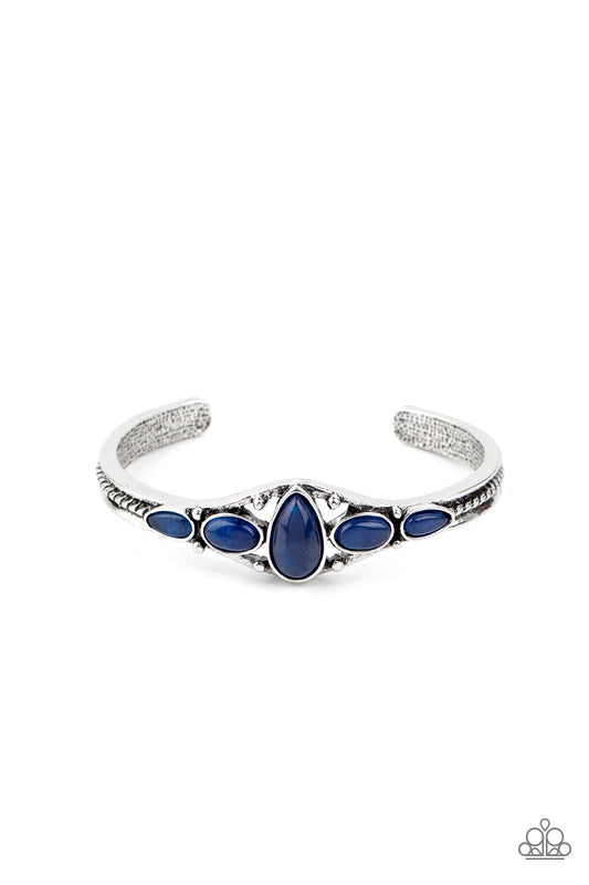 DREAM BEAM - BLUE NATURAL LAPIS LAZULI STONE CUFF BRACELET