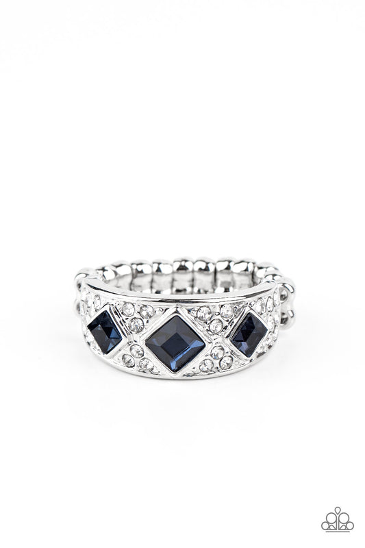 NEW AGE NOUVEAU - BLUE SAPPHIRE SQUARE RHINESTONES RING