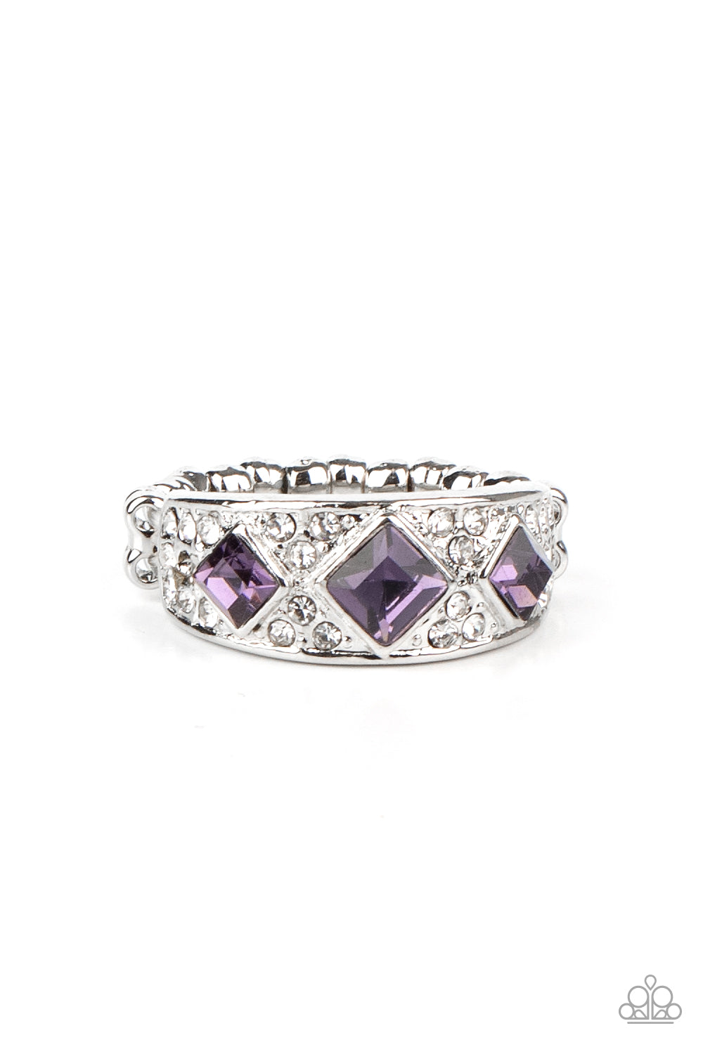 NEW AGE NOUVEAU - PURPLE AMETHYST RHINESTONES BAND RING