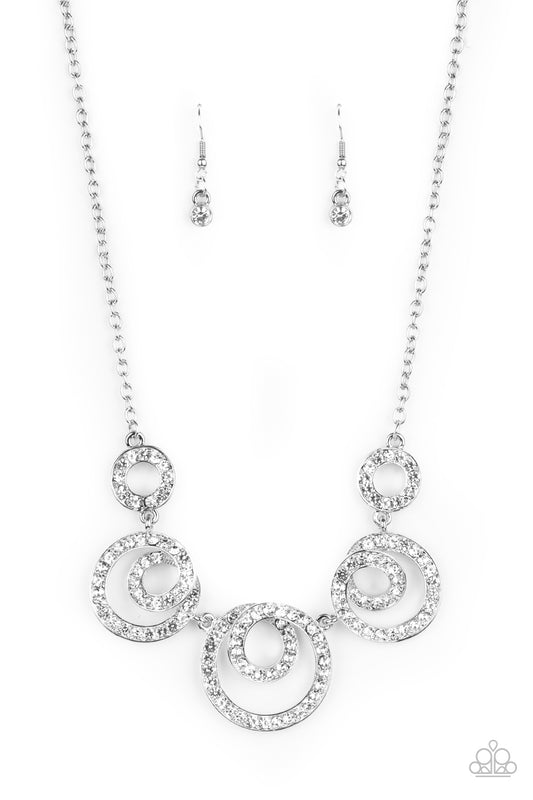 TOTAL HEAD-TURNER - WHITE RHINESTONES CIRCLES NECKLACE