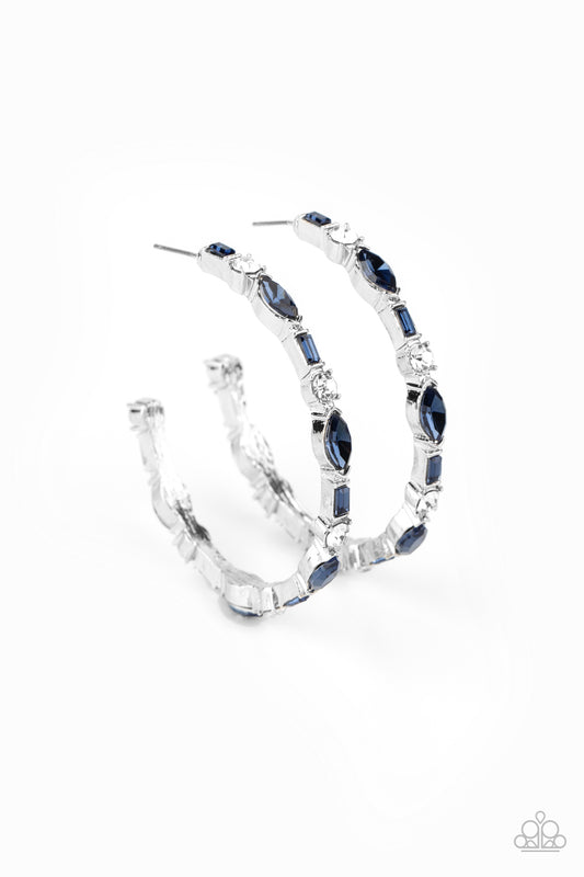 THERE GOES THE NEIGHBORHOOD - BLUE SAPPHIRE RHINESTONES HOOP EARRINGS