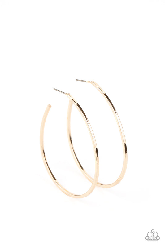 COOL CURVES - GOLD SLEEK LARGE HOOP EARRINGS
