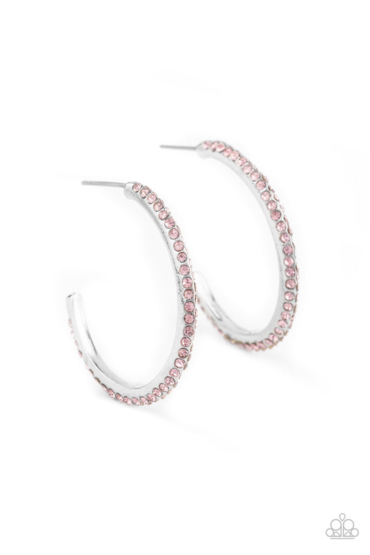 DONT THINK TWICE - PINK RHINESTONES DAINTY HOOP EARRINGS